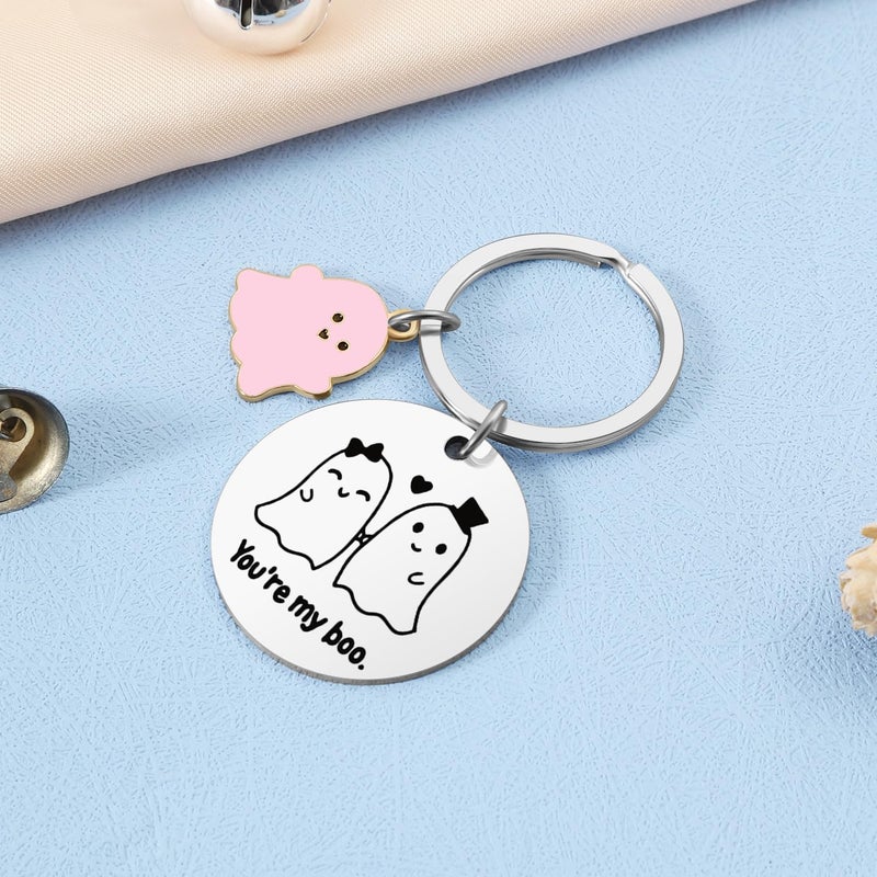 Keniot Halloween Gifts for Women Men, Halloween Boo Basket Stuffers for Girlfriend Boyfriend, Cute Couple Gift Keychain for Halloween Birthday Anniversary - Image 2
